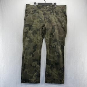 True Religion Jeans men's 40 Green Camo Military Woodland Flap Pockets USA made